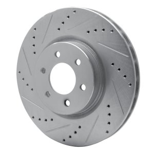 Dodge Viper Brake Rotor (1) - Front Left - R1 Concepts - Drilled & Slotted - Silver - `92-`02
